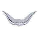 Hood Ornament Bull Horn Chrome Plated Crafted in Fine Detail Includes Universal Two Stud Installation Kit